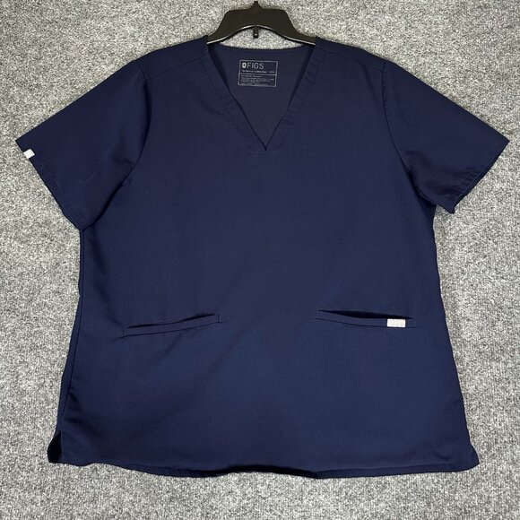 Figs Casma Scrub Top Womens 2XL Navy Blue Three-Pocket Medical Nursing Uniform - Picture 1 of 6